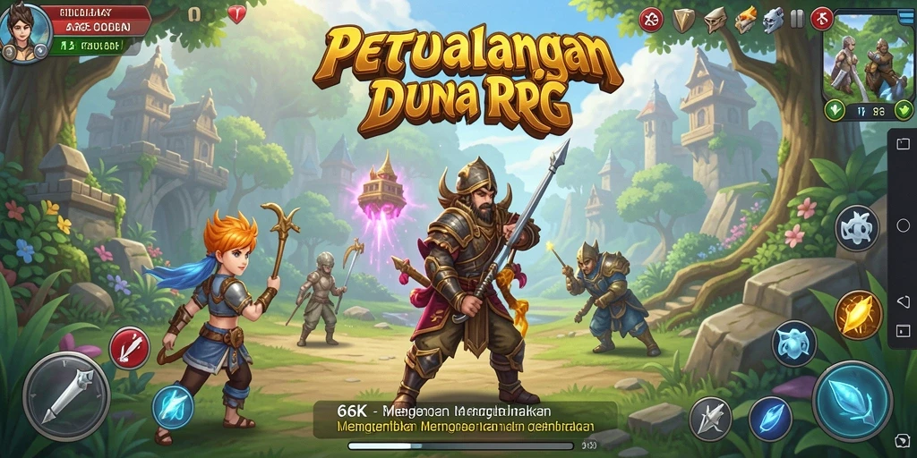 Tangkapan layar gameplay 66K yang menampilkan karakter bertarung melawan monster.