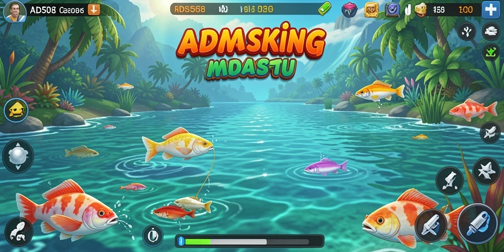 Tampilan gameplay seru dari ADS508 yang menggambarkan aktivitas memancing.