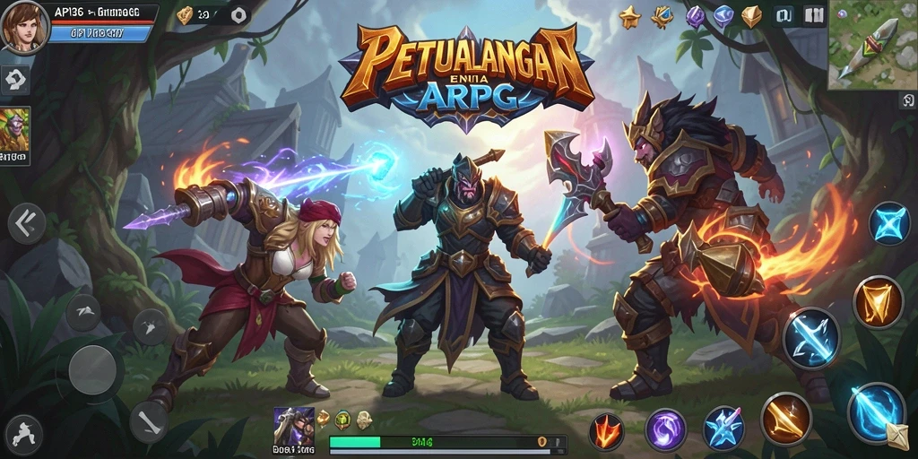 Tangkapan layar utama API36 menampilkan pertarungan epik di dunia ARPG.