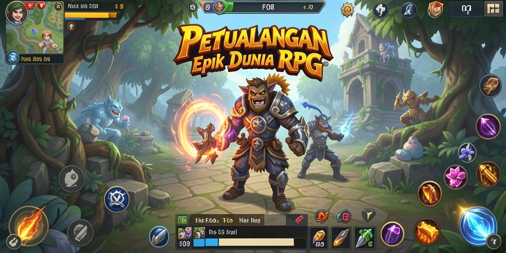 Gameplay seru dengan pertarungan strategi dalam dunia fantasi.