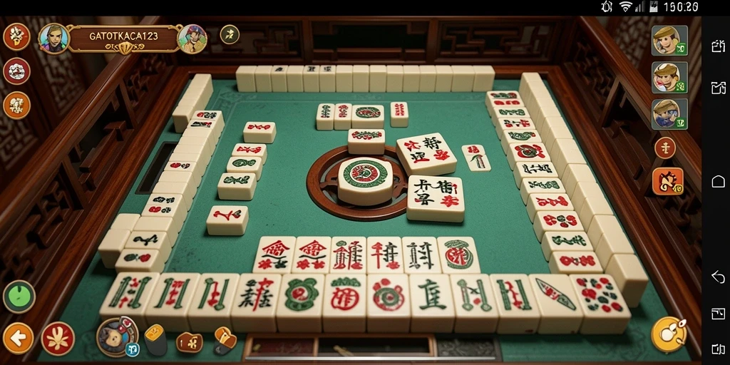Tampilan gameplay menarik di GATOTKACA123 dengan ubin Mahjong berwarna.