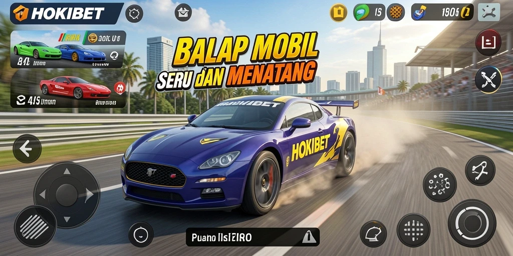 Tampilan menegangkan dari gameplay HOKIBET saat balapan mobil.