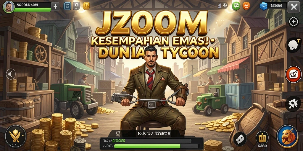 Screenshot J200M menunjukkan pengalaman membangun bisnis Tycoon yang menarik.