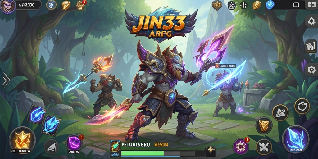 Tampilan gameplay JIN33 menunjukkan pertarungan seru dengan efek visual menakjubkan.