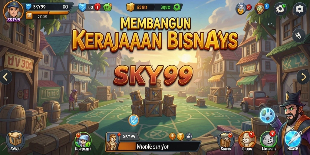 Tampilan menarik dari gameplay SKY99 dengan berbagai elemen bisnis.